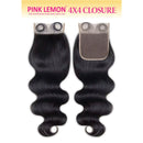 15a Pink Lemon Unprocessed Virgin Remi Hair Closure - 4x4 Body Wave 14"